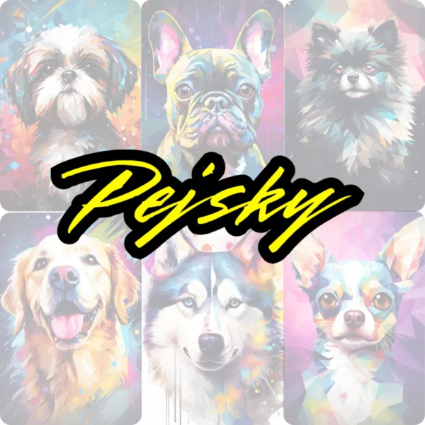 Pejsky - tisk na plátno, digitální tvorba